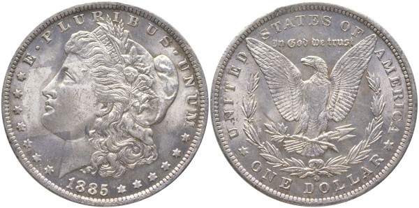 США, 1 доллар 1885-O год
