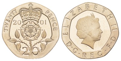 Англия, 20 пенсов 2001 год
