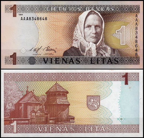 Литва 1 лит 1994 (UNC Pick 53)