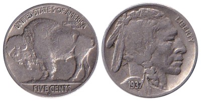 США, 5 центов 1937 год