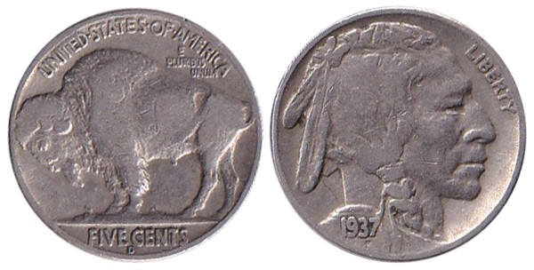 США, 5 центов 1937 год