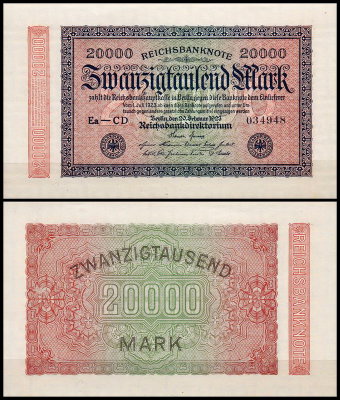 Германия 20000 марок 1923 UNC P.85 Вариант 5