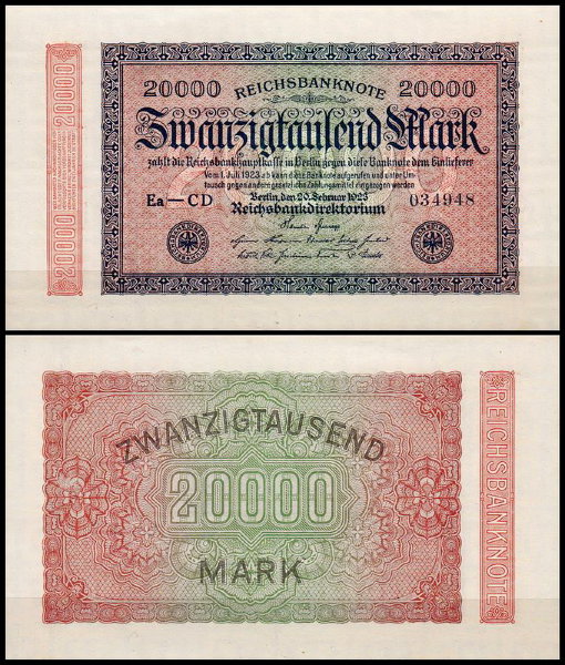 Германия 20000 марок 1923 UNC P.85 Вариант 5