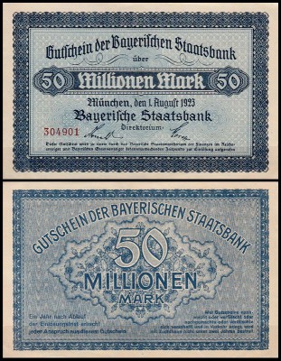 Бавария 50.000.000 марок 1923 (UNC Ro BAY223)