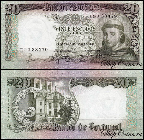 Португалия 20 эскудо 1964 (UNC Pick 167)