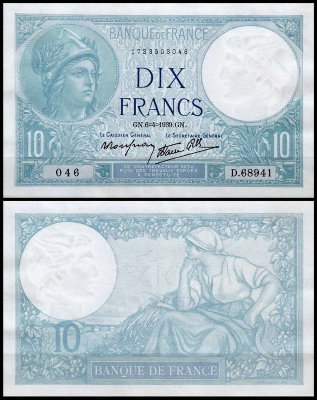 Франция 10 франков 1939 (UNC Pick 84)