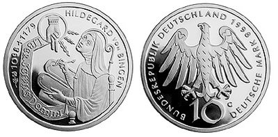 Германия, 10 марок 1998 год, Святая Хильдегарда Бингенская, ПРУФ