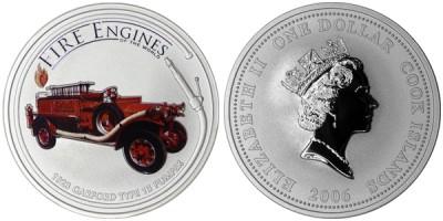 Острова Кука 1 доллар 2006 год - Пожарная машина 1923 года