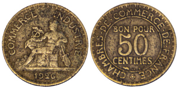 Франция, 50 сантимов 1926 год