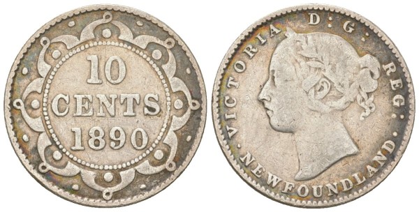 Ньюфаундленд, 10 центов 1890 год