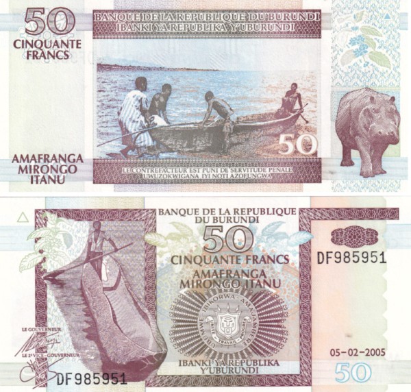 Бурунди 50 франков 2005 (UNC Pick 35e)