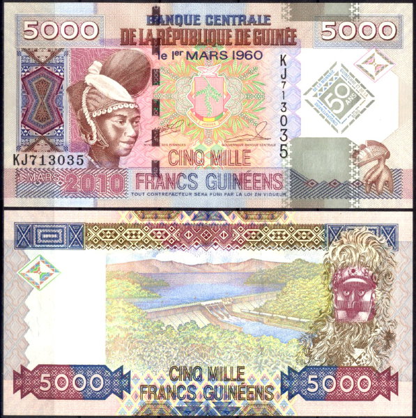 Гвинея 5000 франков 2010 (UNC Pick 44)