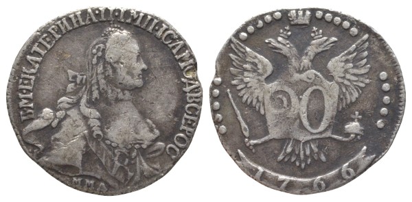 Россия, 20 копеек 1766 год, ММД