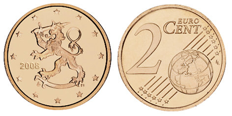 Финляндия, 2 цента 2008 (UNC, медь)