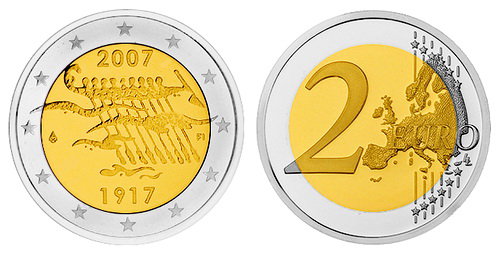 Финляндия, 2 евро 2007 (UNC) 90 лет независимости Финляндии