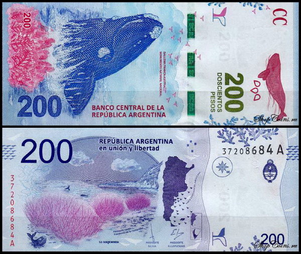 Аргентина 200 песо 2016 (UNC Pick 364)