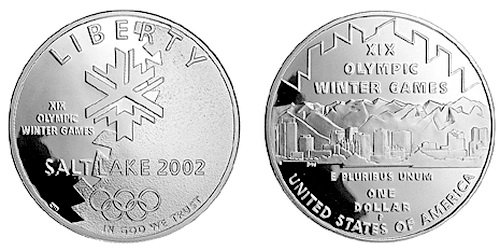 США, 1 доллар 2002 год, XIX Олимпийские Игры в Солт-Лейк-Сити, ПРУФ