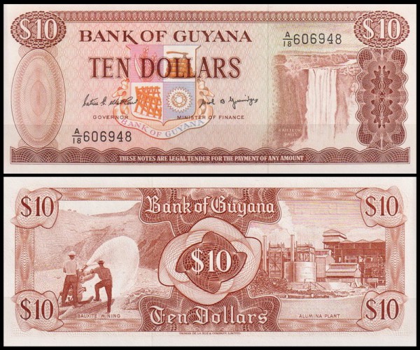 Гайана 10 долларов 1966-1992 (UNC Pick 23) Подпись 7