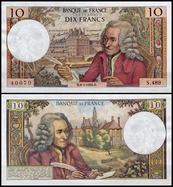 Франция 10 франков 1969 (UNC Pick 147с)