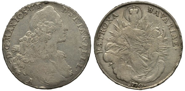 Бавария 1 талер 1770 А, Максимилиан III Иосиф (1745-1777)
