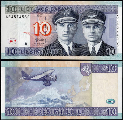 Литва 10 лит 2007 (UNC Pick 68)