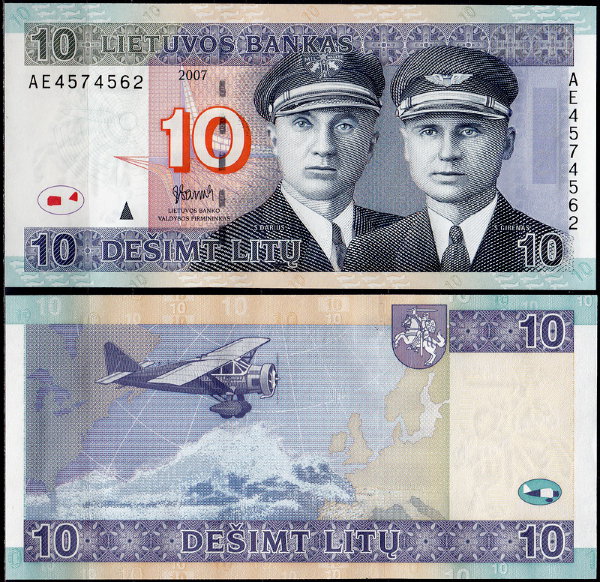 Литва 10 лит 2007 (UNC Pick 68)