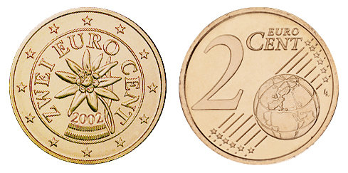 Австрия, 2 цента 2002 (UNC, медь)