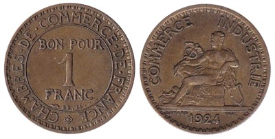 Франция, 1 франк 1924 год