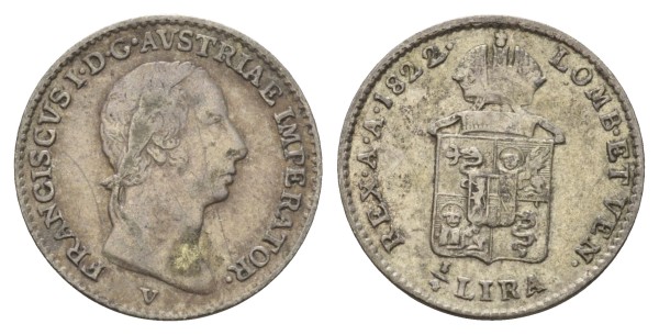 Италия, Ломбардия-Венеция, 1/2 лиры 1822 год