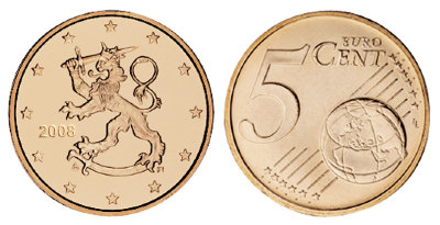 Финляндия, 5 центов 2008 (UNC, медь)
