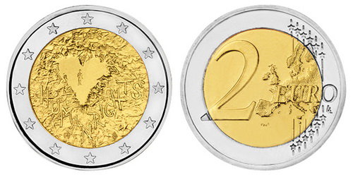Финляндия, 2 евро 2008 (UNC) 60 лет декларации прав человека