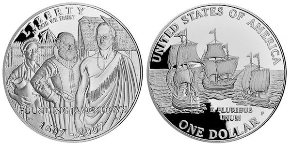США, 1 доллар 2007 год, Высадка англичан на земли Нового Света, ПРУФ