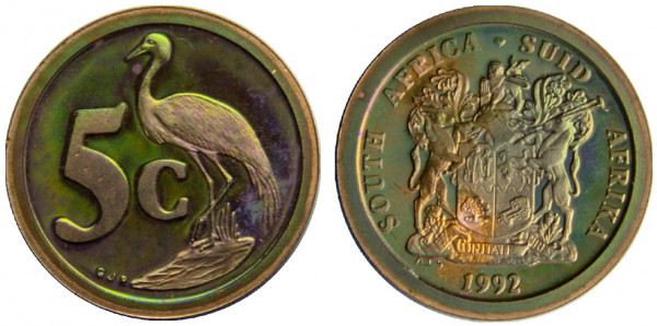 ЮАР, 5 центов 1992 год, ПРУФ