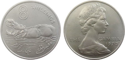Гамбия, 8 шиллингов 1970 год, UNC