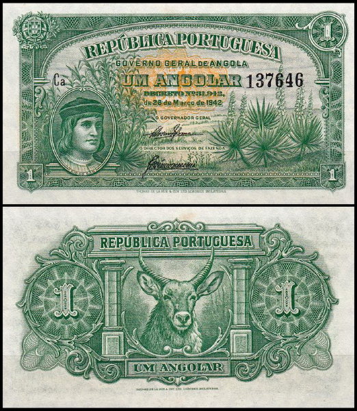 Ангола 1 анголар 1942 (UNC Pick 68)