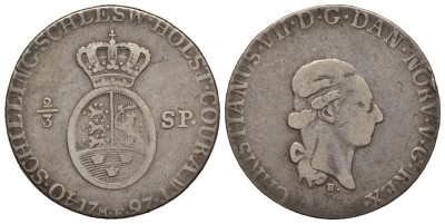 Шлезвиг-Гольштейн 40 шиллингов - 2/3 далера 1797 MF, Кристиан VII