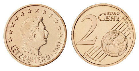 Люксембург, 2 цента 2002 (UNC, медь)