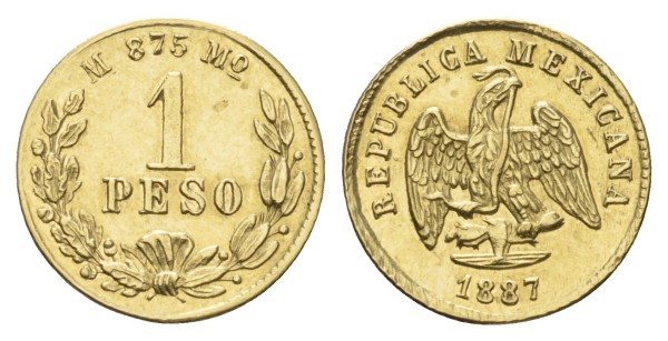 Мексика 1 песо 1887 год