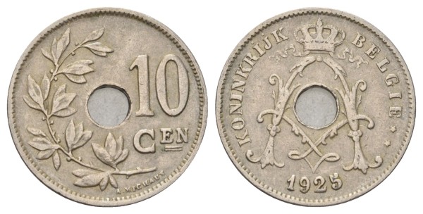 Бельгия, 10 сантимов 1925 год