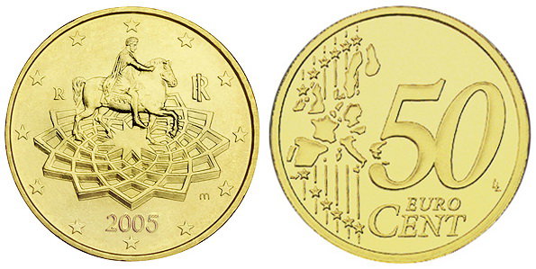 Италия, 50 центов 2006 (UNC, латунь)