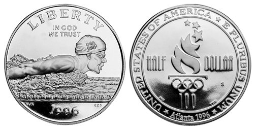 США, 50 центов 1996 год, XXVI Олимпийские игры в Атланте, Плавание, ПРУФ