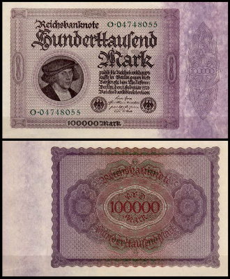 Германия 100000 марок 1923 UNC P.83 Вариант 1