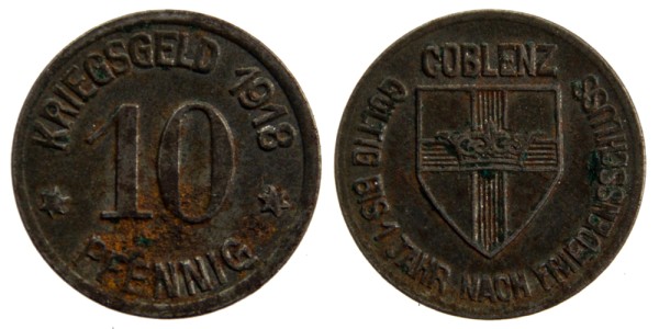 Германия, 10 пфеннингов 1918 год Coblenz
