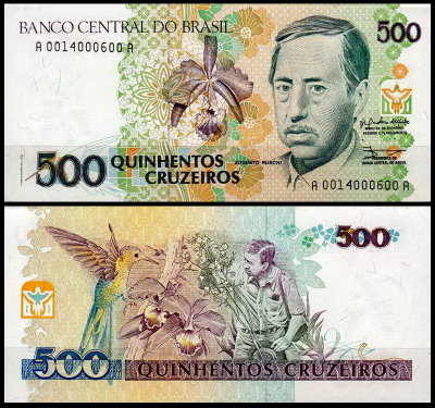 Бразилия 500 крузейро 1990 (UNC Pick 230)