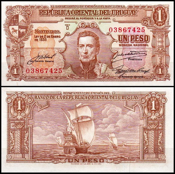 Уругвай 1 песо 1939 (UNC Pick 35)