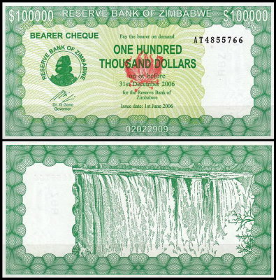 Зимбабве 100 000 долларов 2006 (UNC Pick 32)