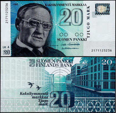 Финляндия 20 марок 1993 (UNC Pick 123)