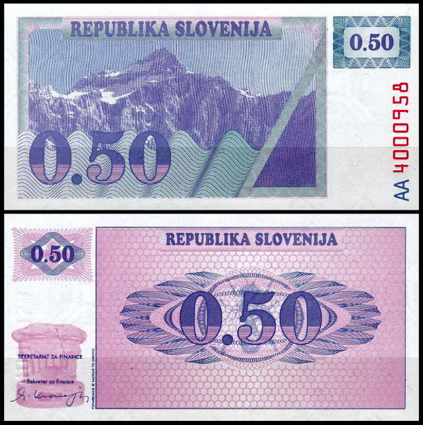 Словения 0,5 толара 1990 (UNC Pick 1A)