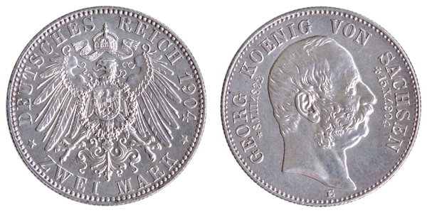 Саксония, 2 марки 1904 год, UNC 