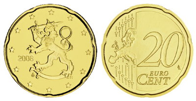 Финляндия, 20 центов 2008 (UNC, латунь)